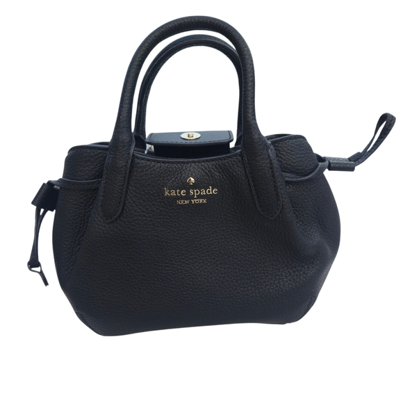 Kate Spade New York Dumpling Mini Satchel Crossbody Bag Black Pebbled Leather